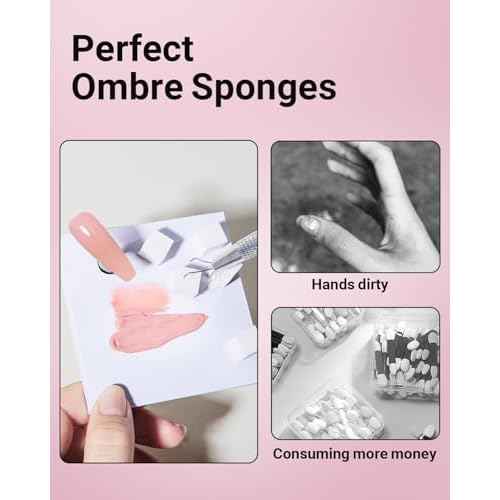 200Pcs Nail Sponges for Ombre, Soft Nail Art Sponges With Grabbing Pen , Manicure Nail Art Tools, Blooming Nails,Nail Tech Must Have Nail Accessories Supplies for Home and Salon