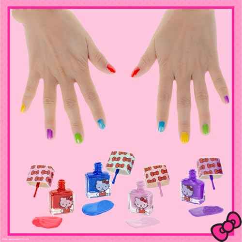 Hello Kitty Train Case Cosmetic Makeup Set Includes Lip Gloss, Eye Shimmer, Nail Polish, Hair Accessories & More! For Girls, Ages 6+ Perfect for Parties & Makeovers by Townley Girl