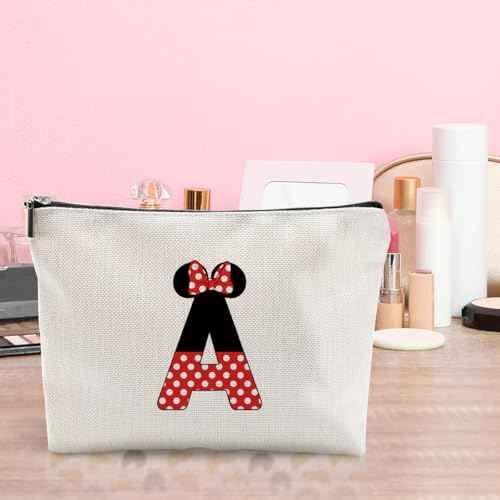 Cute Cartoon Mouse Gifts Initial A-Z Personalized Makeup Bag Monogrammed Cosmetic Bags Magic Mouse Stuff Funny Mouse Themed Gifts Mouse Lover Gifts Wizard Gifts Birthday Gifts for Women Girls (A)
