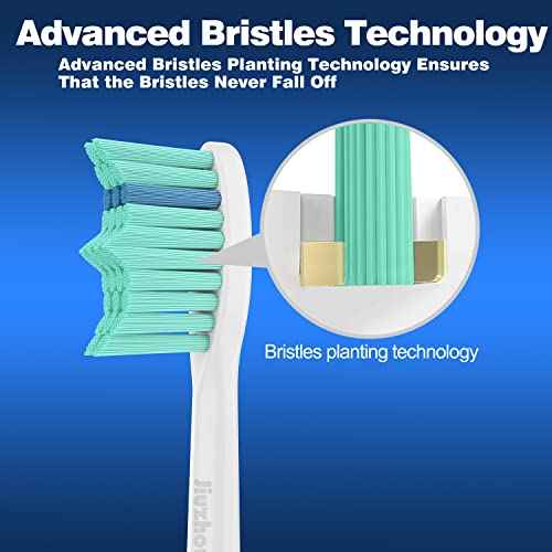 Toothbrush Replacement Heads for Philips Sonicare E-Series, Essence, Elite, Advance, CleanCare Screw-on Electric Toothbrush Heads HX7022/66, 6 Pack