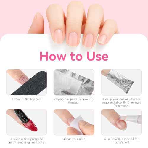 Makartt Nail Polish Remover Soak off Foils ? Gel Polish Remover Foil Nail Wraps with 1.18 inch Pre-attached Lint Free Larger Cotton Pads for Gel Nail Removal at Home or Salon(100 Pcs)