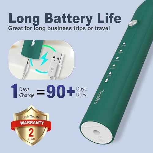 7AM2M Sonic Electric Toothbrush for Adults and Kids, with 8 Brush Heads and Travel Case,5 Modes with 2 Minutes Built in Smart Timer, One Charge Use for 90 Days,Rechargeable Toothbrushes(Peacock Green)