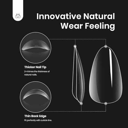 Beetles Gel Nail Kit Almond-500Pcs Gel Nails Tip Easy Extension Set Short Almond Shape 9 In 1 Nail Glue Extension Set Uv Led Lamp Acrylic False Tips Kit DIY Nails Art Gifts for Women