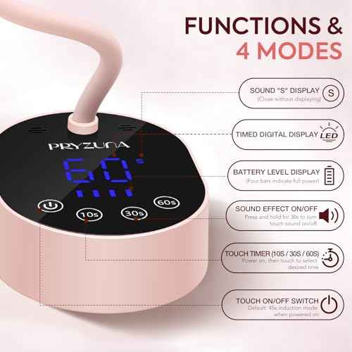 UV LED Nail Lamp, Gooseneck Gel X Mini Flash Cure Lamp, 36W Cordless Portable USB Rechargeable Nail Dryer with Auto Sensor, 4 Timers & LCD Display for DIY Home Manicure (Pink)