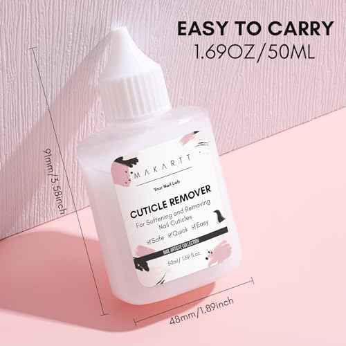 Makartt Cuticle Remover Liquid, 50ml Professional Instant Softener Cream for Dry Cuticles, Salon-Quality Nail Care Dissolver for Manicure & Pedicure Use