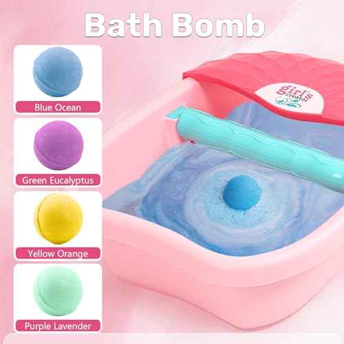 Kids Foot Spa Kit with Pedicure Set for Girls 3-8, All-in-1 Kids Spa Day Kit with Bubble Soak & Massage, Sleepover Party Birthday Gifts