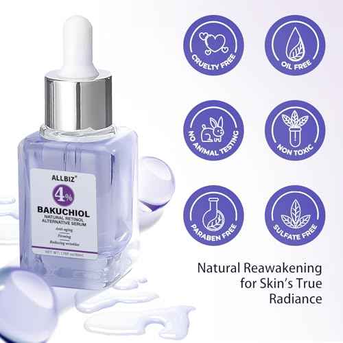 Bakuchiol Retinol Alternative Serum 50ML - 40,000 ppm All Plant-Based Formula Anti-Aging Face & Eye Care Plumping Serum for Sensitive Skin - Natural Firming & Elasticity