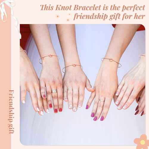 DEEKA 12 Pcs Bridesmaid Proposal Gifts, Pearl Hair Claw Clips & Bridesmaid Knot Bracelet Bachelorette Party Wedding Favors Bridal Party Present Hair Accessories for Women(Rose Gold Bracelets)