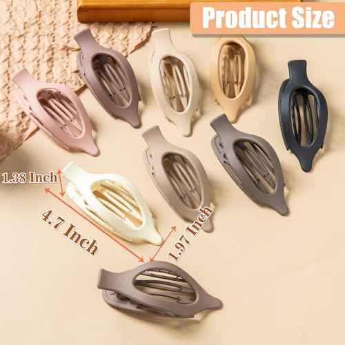 Flat Hair Clips, 9 PCS 4.7 Inch Large Side Slide Volume Duckbill Clips for Women & Girls, Internal Tooth Design, Strong Hold Matte Hair Clips for Thick Hair & Thin Hair,French Concord Clip