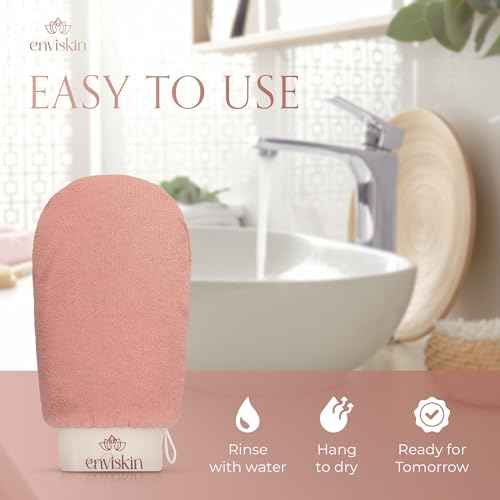 Dermaglow Deep Exfoliating Glove - Plant Based Body Exfoliator for Kerotosis Pilaris & Spray Tan Removal -Pink