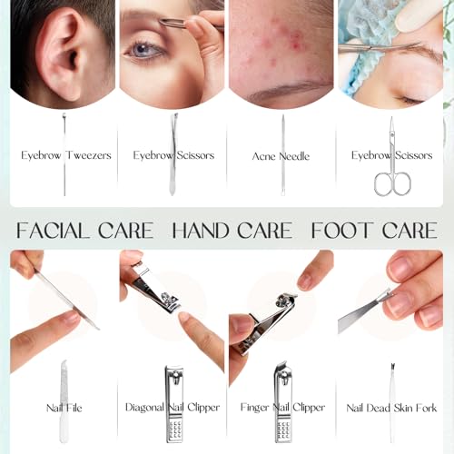 24 Sets Manicure Pedicure Bulk Gifts Professional Nail Care Gifts, Travel Nail Clippers Kit 8 in 1 Stainless Steel Pedicure Set with Case Portable Grooming Kits for Women Men(Classic)