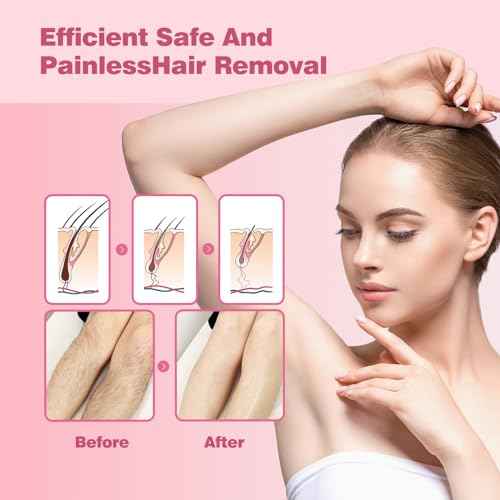 Crystal Hair Eraser for Women and Men, Reusable Crystal Hair Remover Painless Exfoliation Hair Removal Tool for Back Arms Legs (Pink)