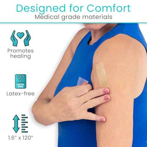 ViveCare Silicone Scar Sheets Tape (1.6" x 120" Roll) ? Medical Grade Silicone Scar Tape for Surgical Scars, C Section, Keloid & Hypertrophic Scars ? Waterproof, Reusable, Adhesive Scar Treatment Roll