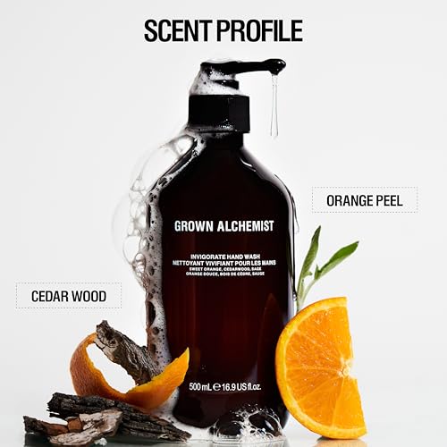 Grown Alchemist Invigorate Hand Wash Refill ? Liquid Hand Soap with Aloe, Sweet Orange, Cedarwood & Sage ? Gentle, Moisturizing Kitchen & Bathroom Soap, Natural Plant Based Gel Cleanser, 1L
