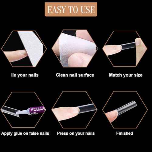 No C Curve XL Nail Tips 500PCS,Tapered Square Flattened Half Cover False Nails for Nail Salons and DIY French ABS Nail Tips(XL no c square 500pcs)