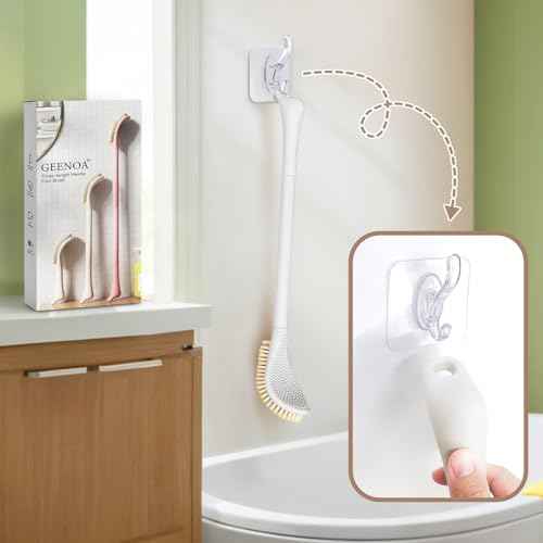 New Foot Brush with Adjustable Long Handle, 3-in-1 Foot Scrubber for Wet or Dry Brushing, 10.2¡¯¡¯- 27.5¡¯¡¯ Foot Scrub Brush for Senior, Pregnant, Disabled, or Injured, Gift-Box Packed(White)