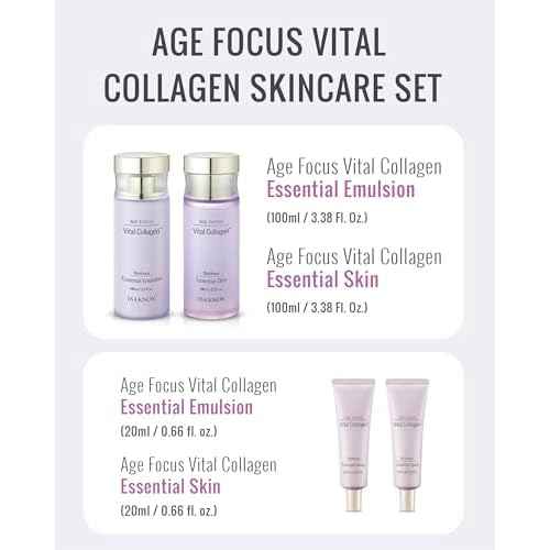 ISA KNOX Age Focus Vital Collagen Skincare Set (14.54 fl oz) - Korean Skincare for Firming, Hydrating, and Nourishing. with Low-Molecular Collagen and Essential Vitamins.