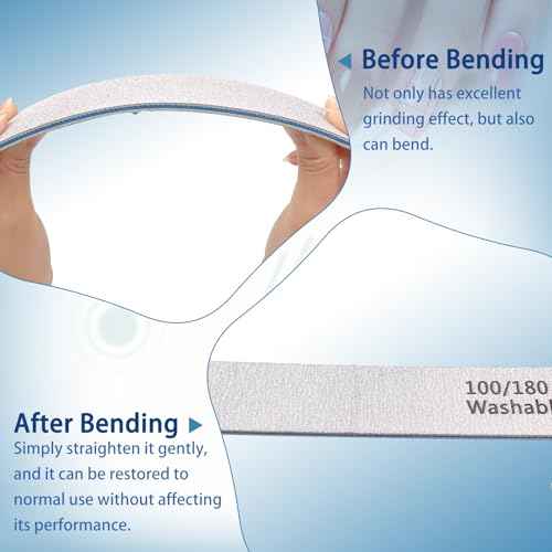 3PCS Professional Reusable Double-Sided 100/180 Grit Blue Nail File