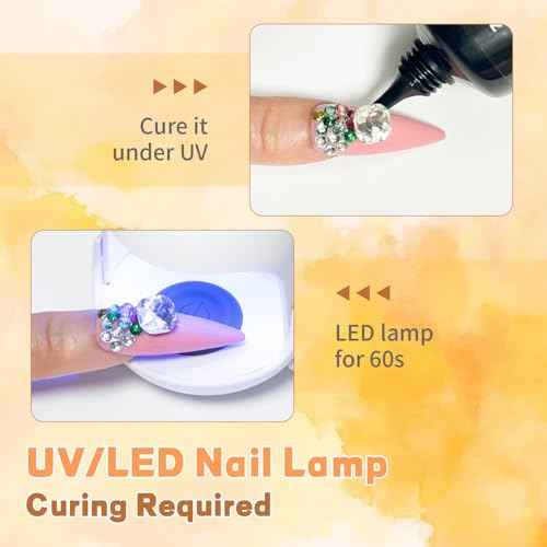 JODSONE 30g Super Strong Gel Rhinestone Glue for Nail Charm, 3D Bling Decoration Art - Cured Need Beauty Gift