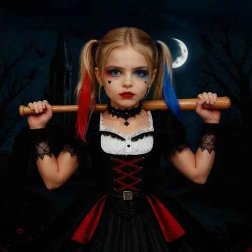 Mysense Halloween Costume Accessories for Adult Women Girls Kids Cosplay Makeup, Red and Blue Clip in Hair Extensions + Face Body Paint Stick + Black Liquid Eyeliner Stamp Makeup Kit