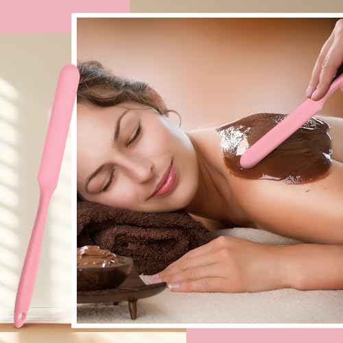 Patelai Non Stick Wax Spatulas Silicone Waxing Sticks Waxing Applicator Hair Removal Large Reusable Scraper Large Area Hard Wax Sticks for Home Salon Body Use Mixing Resin(Sun Pink)