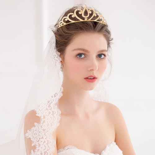 TOBATOBA 10Pcs Gold Tiaras for Women Girls Sparkling Rhinestone Princess Tiara Headband Rapunzel Crowns for Women Tiaras Set Small Tiara Bulk for Birthday Party Wedding School Classroom Costumes Proms