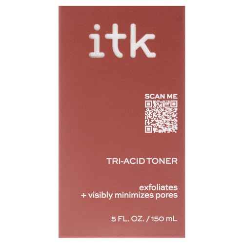 ITK Tri-Acid Facial Toner with AHA, BHA, PHA + Niacinamide - Exfoliate Face + Minimize Pores - Salicylic + Lactic Acid - Brighten Dark Spots + Glow, 5 Fl Oz