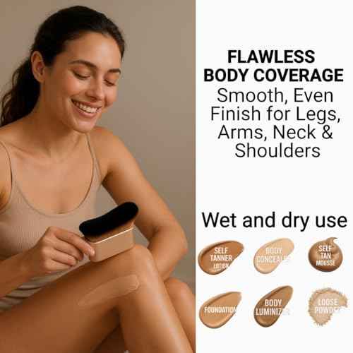Bronze Tan Tanning Body Makeup Brush - Kabuki Brush for Self Tanner, Leg Makeup, Self Tanning Applicator for Face, Blend & Blur Body Brush Applicator for Hands, Arms, Feet, Chest/Neck
