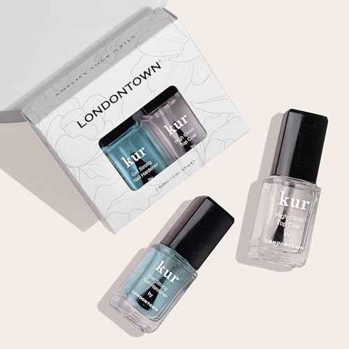 LONDONTOWN Strength & Shine Duo - Get Strong Nail Hardener and High Gloss Top Coat Manicure Nail Care Set, 0.40fl oz