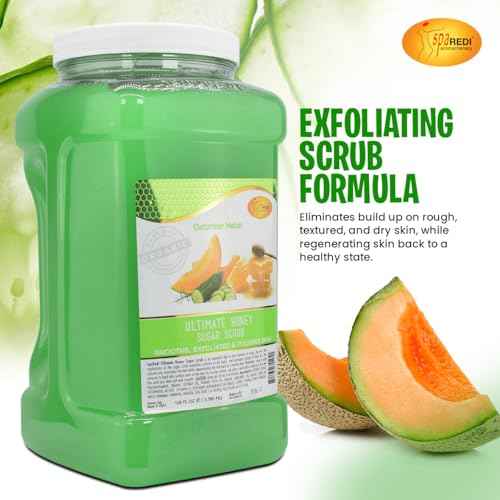 SPA REDI - Sugar Body Scrub, Honey, Cucumber Melon, 128 Oz, Exfoliating, Moisturizing, Hydrating and Nourishing, Glow, Polish, Smooth and Fresh Skin - Body Exfoliator