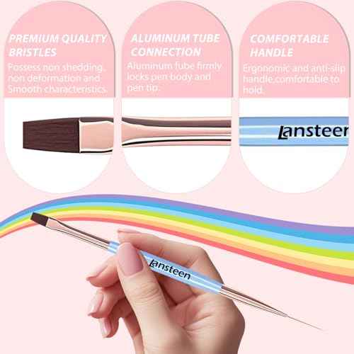 Nail Art Brushes Set, 8pcs Double-Ended Nail Design Brushes with Polish Brushes, Dotting Pen, Nail Liner Brush, Carved Brush, Extension Gel Brush, Painting Drawing Brush and Builder Brush