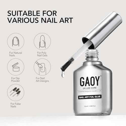 GAOY 16ml Nail Foil Glue, High Adhesion Foil Transfer Gel for Nail Art Stickers, Soak Off UV Light Cure Gel Nail Polish