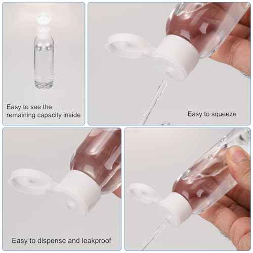 uxcell 2 Oz Plastic Bottles with Flip Caps, 200 Pcs Reusable Travel Size Containers with Lids Plastic Squeeze Refillable Dispensing Bottles for Shampoo, Body Soap, Toner(Green Black)