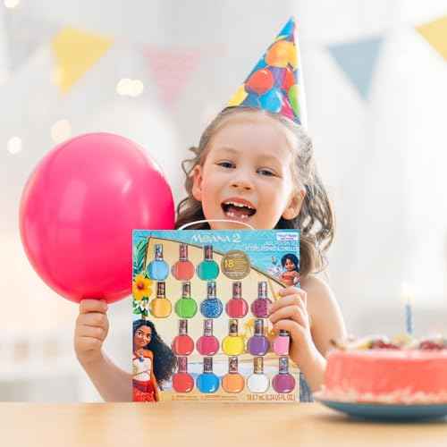 Townley Girl Moana 2 Non-Toxic Water-Based Peel Off Nail Polish Set with Glittery Shimmery Opaque Colors for Girls Kids Ages 3+ Perfect for Parties Spa Days Makeovers 18 Pcs