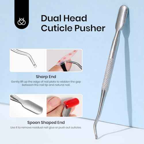 Beetles 2 Pcs Nail Glue Remover 20 ml for Press on Nails, False Nails Glue Remover for Fake Nail Tips Acrylics Nails Adhesive Remover Includes Cuticle Pusher, Not for Uv Gel Glue or Gel Polish