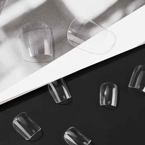 UNA GELLA Extra Short Square Nail Tips XS Short Square Gel Tips 216pcs Press On Nails Full Cover 12 Sizes Clear Fake Nails Extension for Home DIY Nail Salon Soft Gel Tips