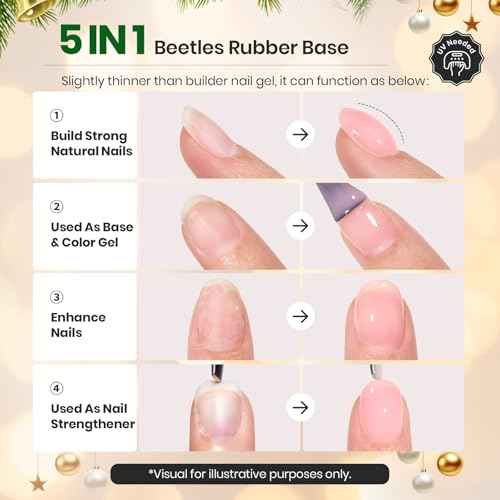 Beetles 15ml Rubber Base Builder Nail Gel - Clear Color Base for Nails Strengthening, Thickening and Sculpting, Soak Off UV LED Long Lasting for Weak and Damaged Nails