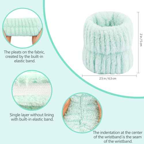 Spa Headband and Wristband Set Skincare Makeup Headband Bowknot Snail Headbands Wrist Bands for Washing Face Cute Animal Face Wash Head Band for Women Girls (Green)