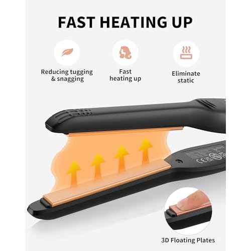 Small Flat Irons for Short Hair, 3/10'' Pencil Flat Iron, Pixie Cut and Bangs, Mini Hair Straightener with LED Display, Tiny Hair Straightener with Temperature Adjustable, Auto Shut Off