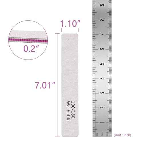 3PCS Professional Reusable Double-Sided 100/180 Grit Washable Nail File