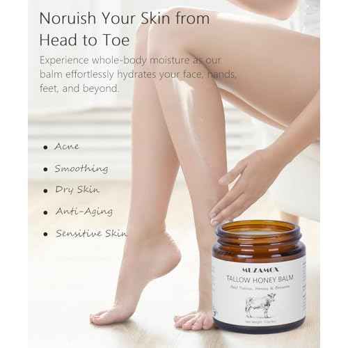 Beef Tallow for Skin (4 OZ), Whipped Beef Tallow and Honey Balm, Tallow Face Moisturizer, Grass Fed Beef Tallow for Face and All Skin Types