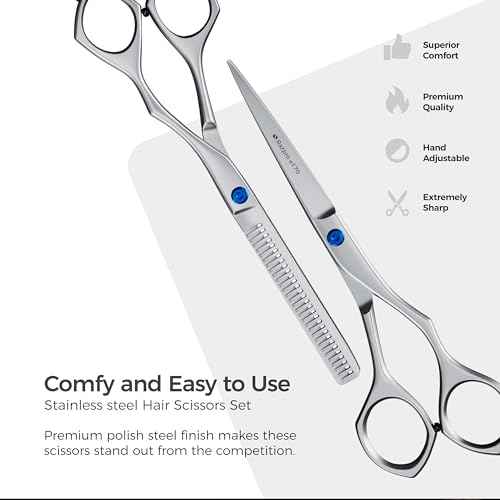 Suvorna Hair Cutting Scissors with Thinning Shears for Hair Cutting | 6.5" Japanese Steel Hair Scissors Professional | Right Hand haircut scissors for Cutting & Layering | Hair Shears for Women & Men