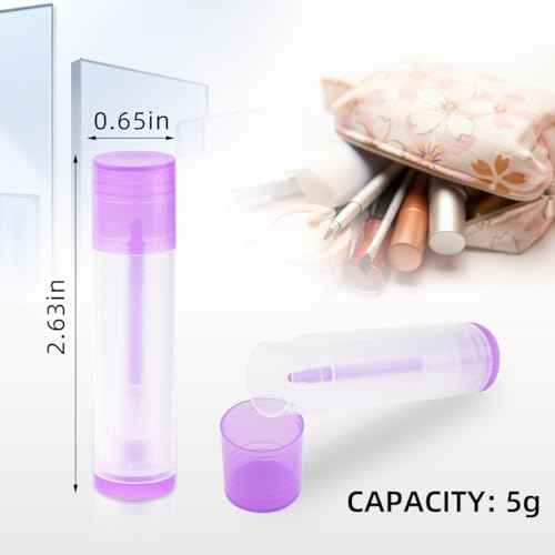 25 Pcs Clear Empty Lip Balm Tubes Lip Balm Containers Lipstick Container with Caps DIY Lip Balm Tubes Refillable Lip Balm Tube for Homemade Lip Gloss Lipstick 5.5Ml Plastic Lip Balm Containers