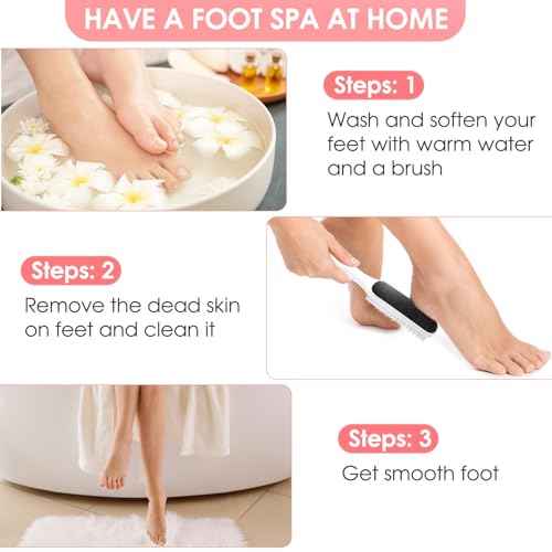 Pedicure Brush, File Callus Remover Dead Skin Nano Glass Remover for Feet with Soft Brush, Professional Pedicure Tool for Home Foot Care - White