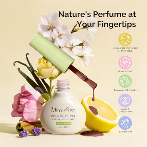 MelodySusie Gel Nail Kit with P-ART06G Cordless UV Lamp Christmas Gift for Women Plant Based HEMA Free Fall Nails Polish with No Wipe Top Coat, Base & Builder Gel