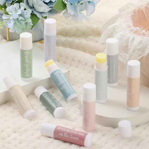 50 Sets Christmas Employee Appreciation Gifts Bulk Lip Balm Favors Xmas Thank You Team Gifts for Coworkers Staff Teacher Nurse Volunteer Thanksgiving Appreciation Christmas Stocking Stuffers