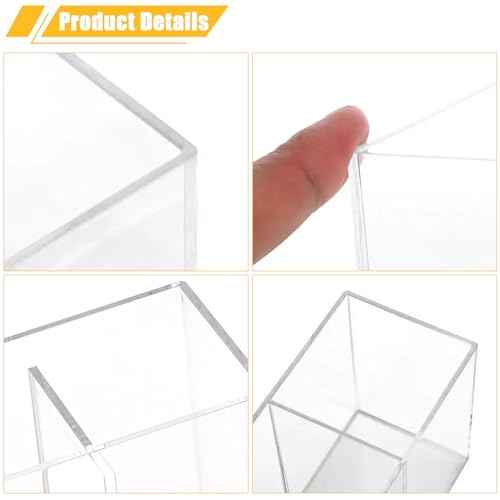 Clear Makeup Brush Organizer,Acrylic Cosmetic Brushes Storage Holder with 4 Slots,Pencil Pen Holder for Desk,Desk Organizer and Accessories for Vanity