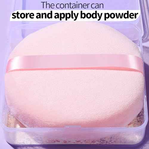 Teenitor 2Pcs 5Inch Pink Body Powder Puff, Powder Puff for Body Powder, Soft Velour Puff Pink