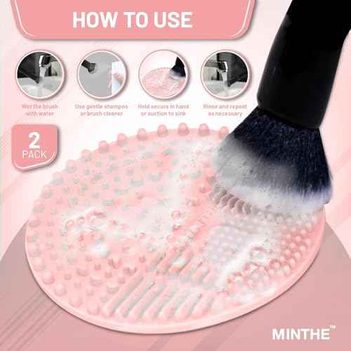 MINTHE¢â Makeup Brush Cleaner Mat | 2 Pack | Silicone Make up Cleaning Pad