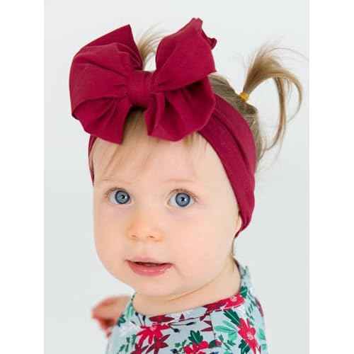 RuffleButts Dark Cherry Big Bow Headband - One Size